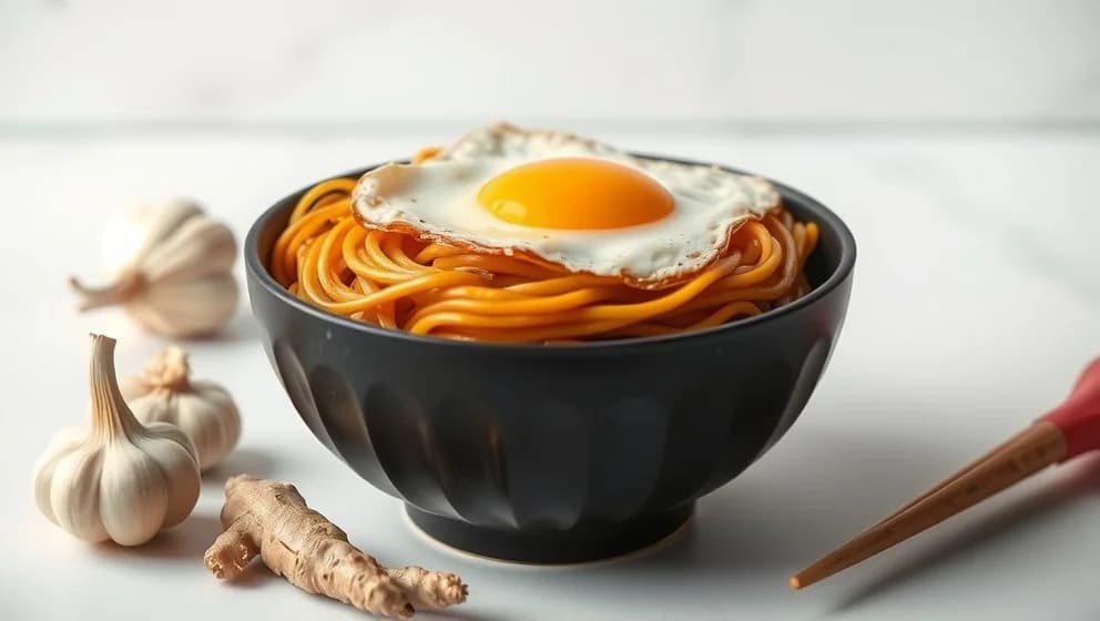 Nudlar med ägg hemma på fem minuter